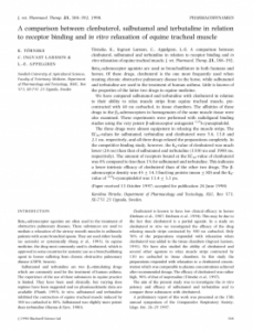 كتاب A COMPARISON BETWEEN CLENBUTEROL, SALBUTAMOL AND TERBUTALINE IN RELATION TO RECEPTOR BINDING AND IN VITRO RELAXATION OF EQUINE TRACHEAL MUSCLE