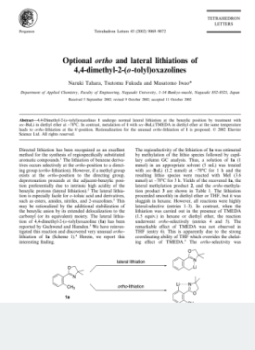 تحميل كتاب OPTIONAL ORTHO AND LATERAL LITHIATIONS OF4,4-DIMETHYL-2-(O-TOLYL)OXAZOLINES PDF مجانا